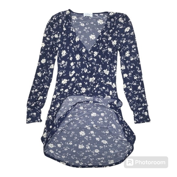 Kaileigh Annabel Knit Faux Wrap Dress Navy Size Medium - Picture 7 of 10